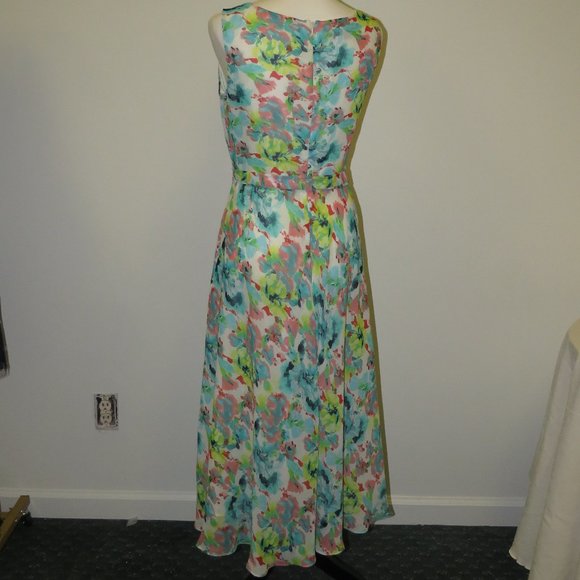 Kasper Pastel Floral Tie-Waist Maxi Dress Size 6 - Picture 2 of 6